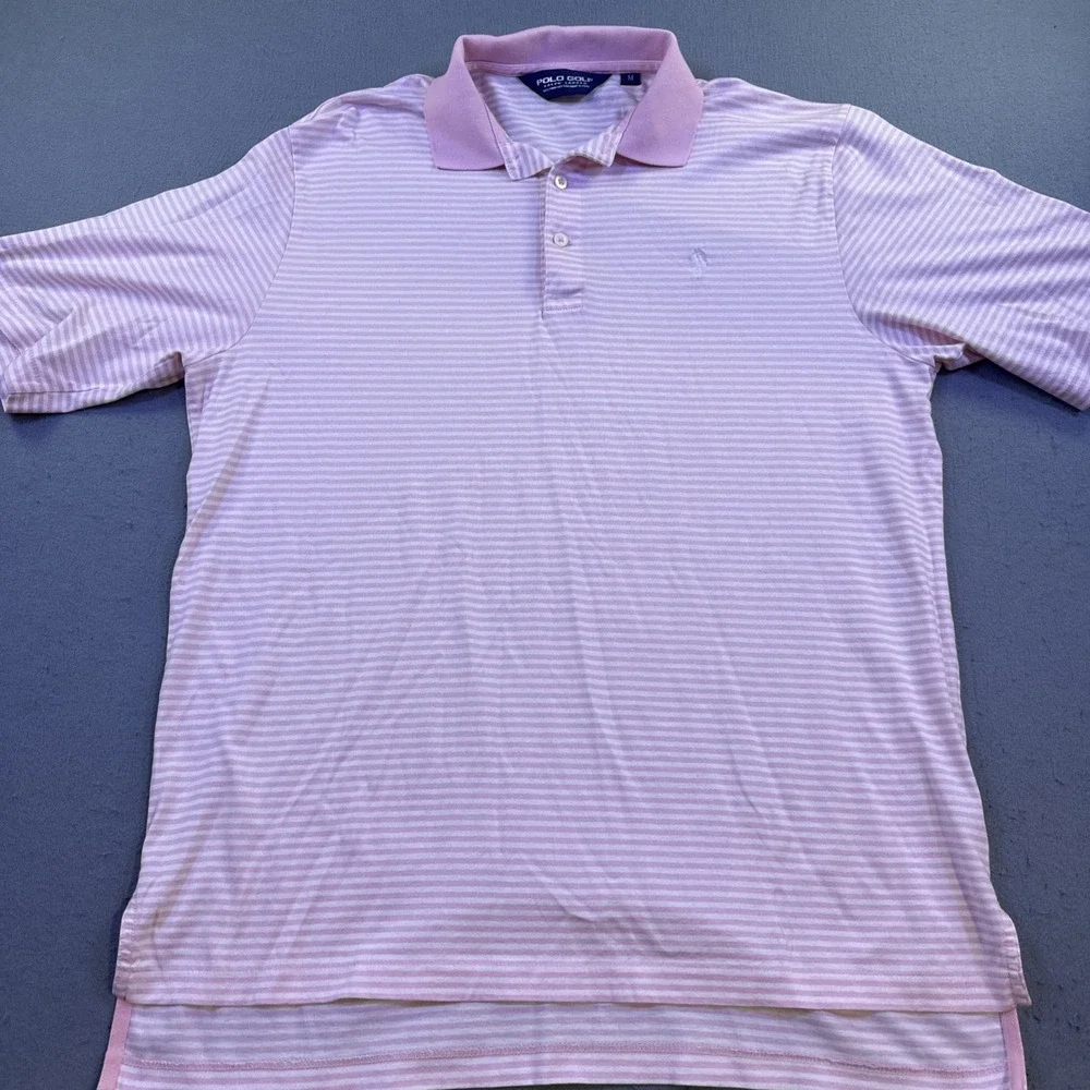 Polo Ralph Lauren Men's Pink White Stripe Cotton Polo Shirt Sz M